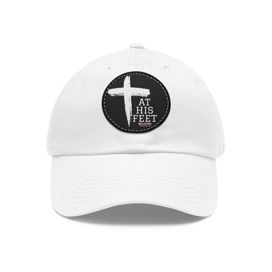 At His Feet Dad Hat with Leather Patch